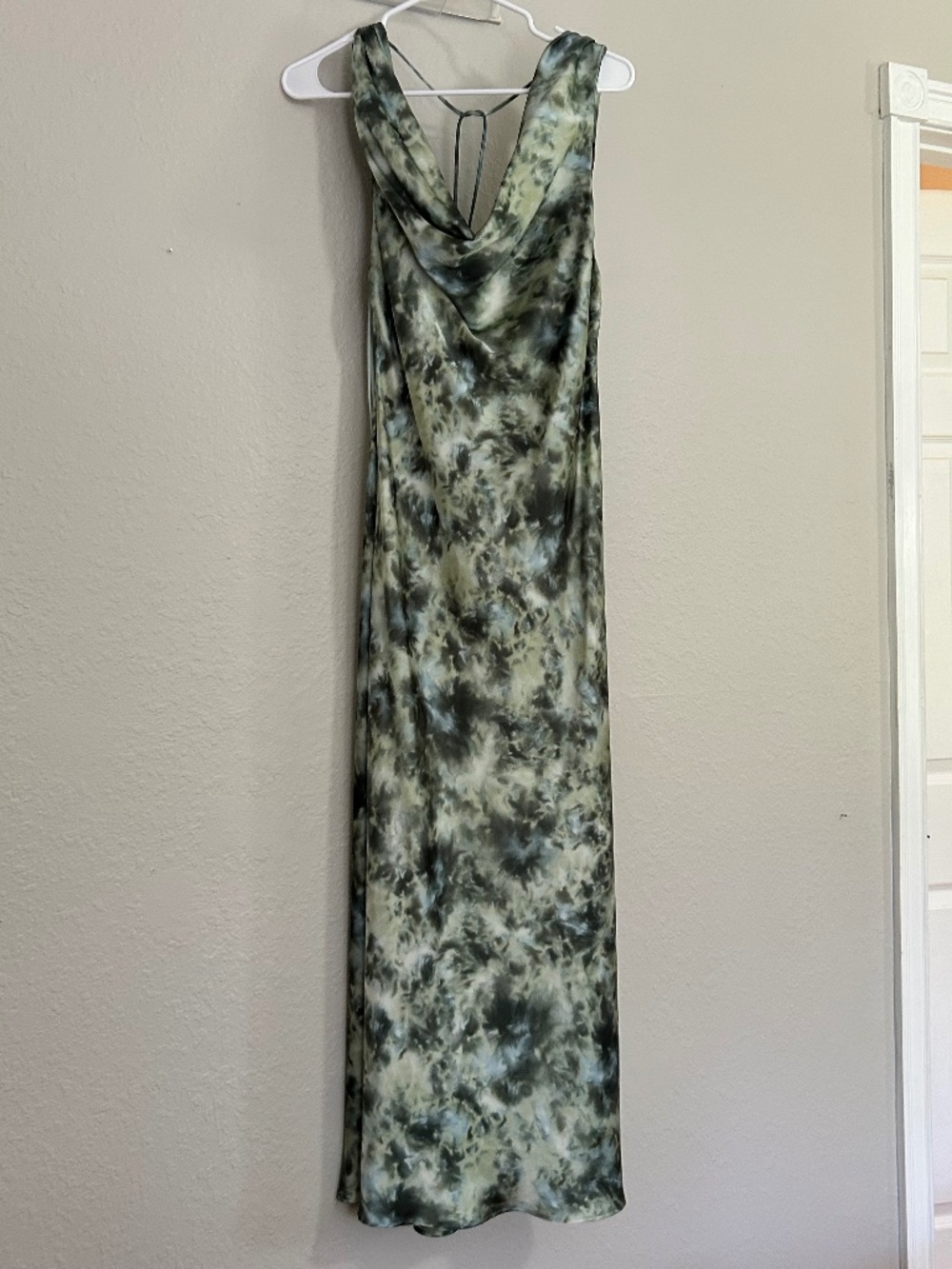 Zara Green Tie-Dye Cowl Neck Maxi Dress- M